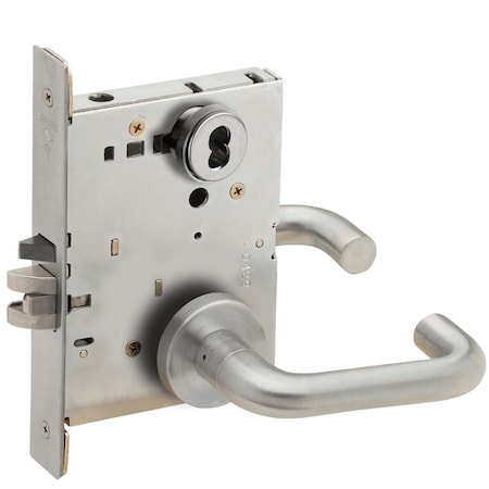 Schlage Grade 1 Classroom Security Mortise Lock, SFIC Prep Less Core, 03 Lever, A Rose, Satin Chrome Finish,  L9071B 03A 626